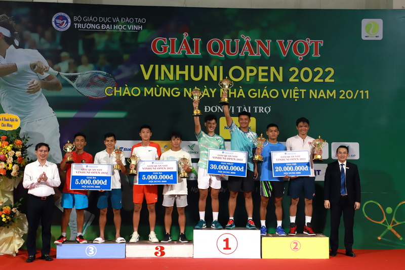 Hơn 1 tỷ đồng học bổng tài trợ cho học sinh, sinh viên thông qua Giải quần vợt Trường Đại học Vinh mở rộng "VinhUni Open" năm 2022