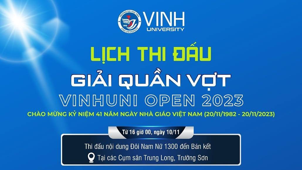 Lịch thi đấu Giải Quần vợt VinhUni Open 2023
